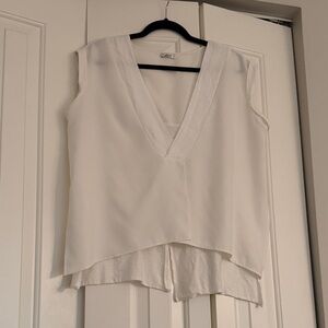 White V-Neck Sleeveless Blouse